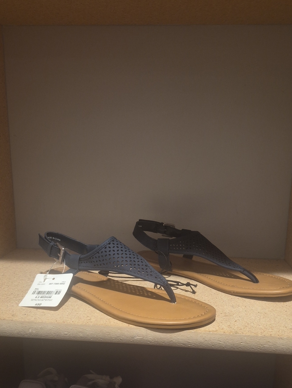 a.n.a Navy Perforated Thong Sandals with Ankle Strap